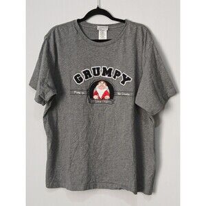 Walt Disney Grumpy "Pump Up The Grump" Vintage Tee. Grey. Embroidered. Men Sz XL